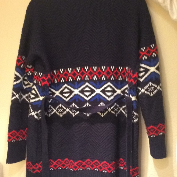 Vintage Style Navy & Red Retro Boyfriend Cardigan - Picture 3 of 6